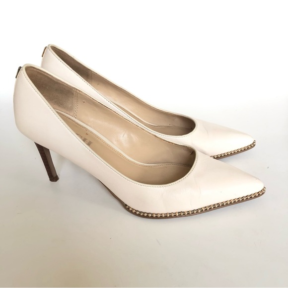 Coach White Waverly Bead-Trim Leather Pumps Heels Women’s Size 8 - Picture 5 of 15